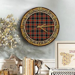 ScotsTee Shop Scottish Stewart Black Clan Tartan Wooden Wall Clock