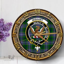 ScotsTee Shop Scottish Wishart Hunting Modern Clan Crest Tartan Wooden Wall Clock