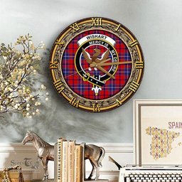 ScotsTee Shop Scottish Wishart Dress Clan Crest Tartan Wooden Wall Clock