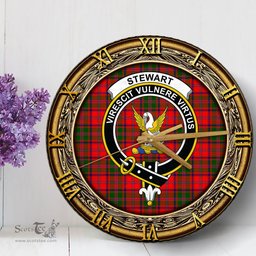 ScotsTee Shop Scottish Stewart of Appin Modern Clan Crest Tartan Wooden Wall Clock