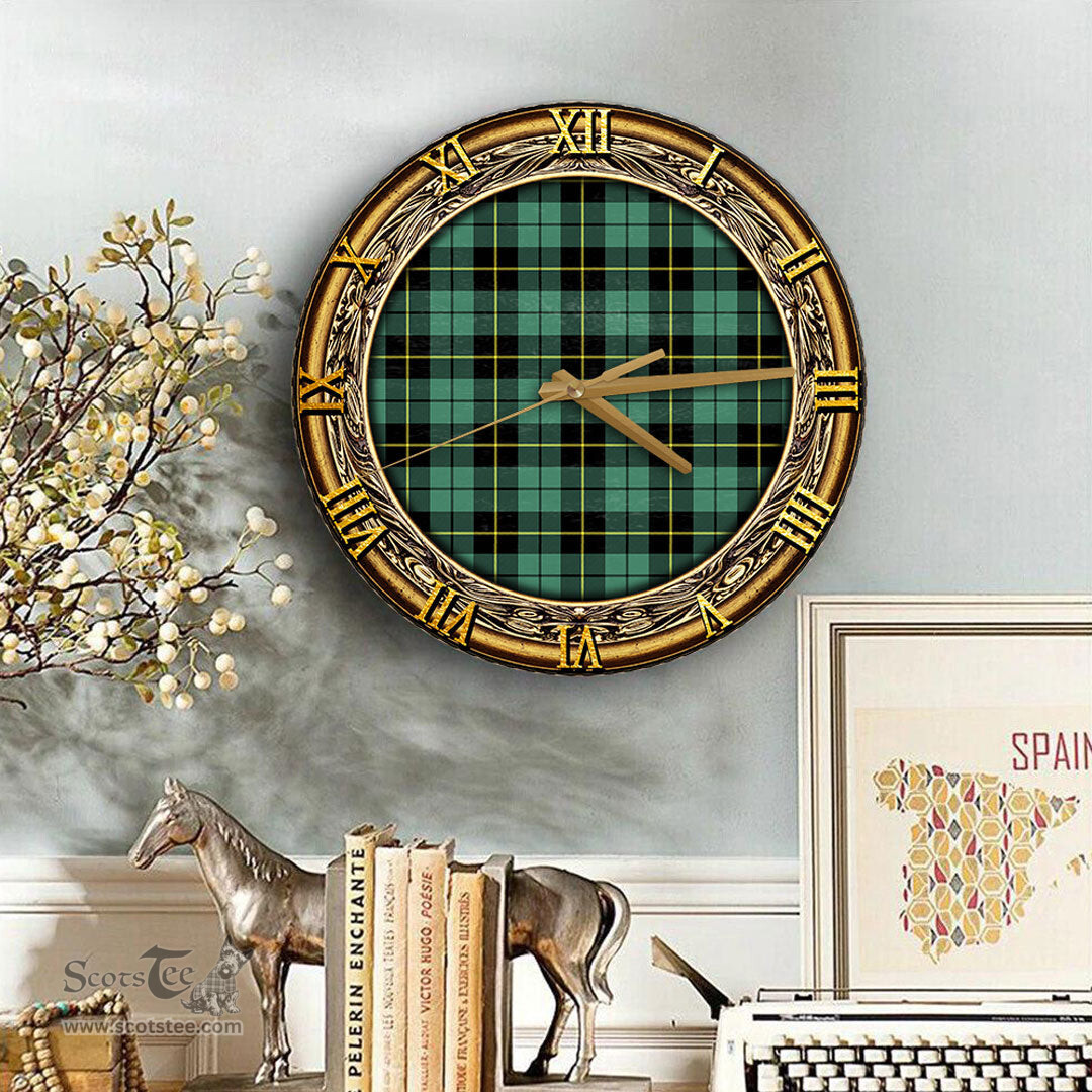 ScotsTee Shop Scottish Wallace Hunting Ancient Clan Tartan Wooden Wall Clock