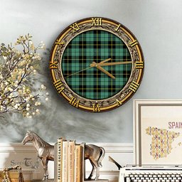 ScotsTee Shop Scottish Wallace Hunting Ancient Clan Tartan Wooden Wall Clock