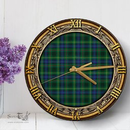 ScotsTee Shop Scottish Stewart Hunting Modern Clan Tartan Wooden Wall Clock