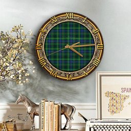 ScotsTee Shop Scottish Stewart Hunting Modern Clan Tartan Wooden Wall Clock