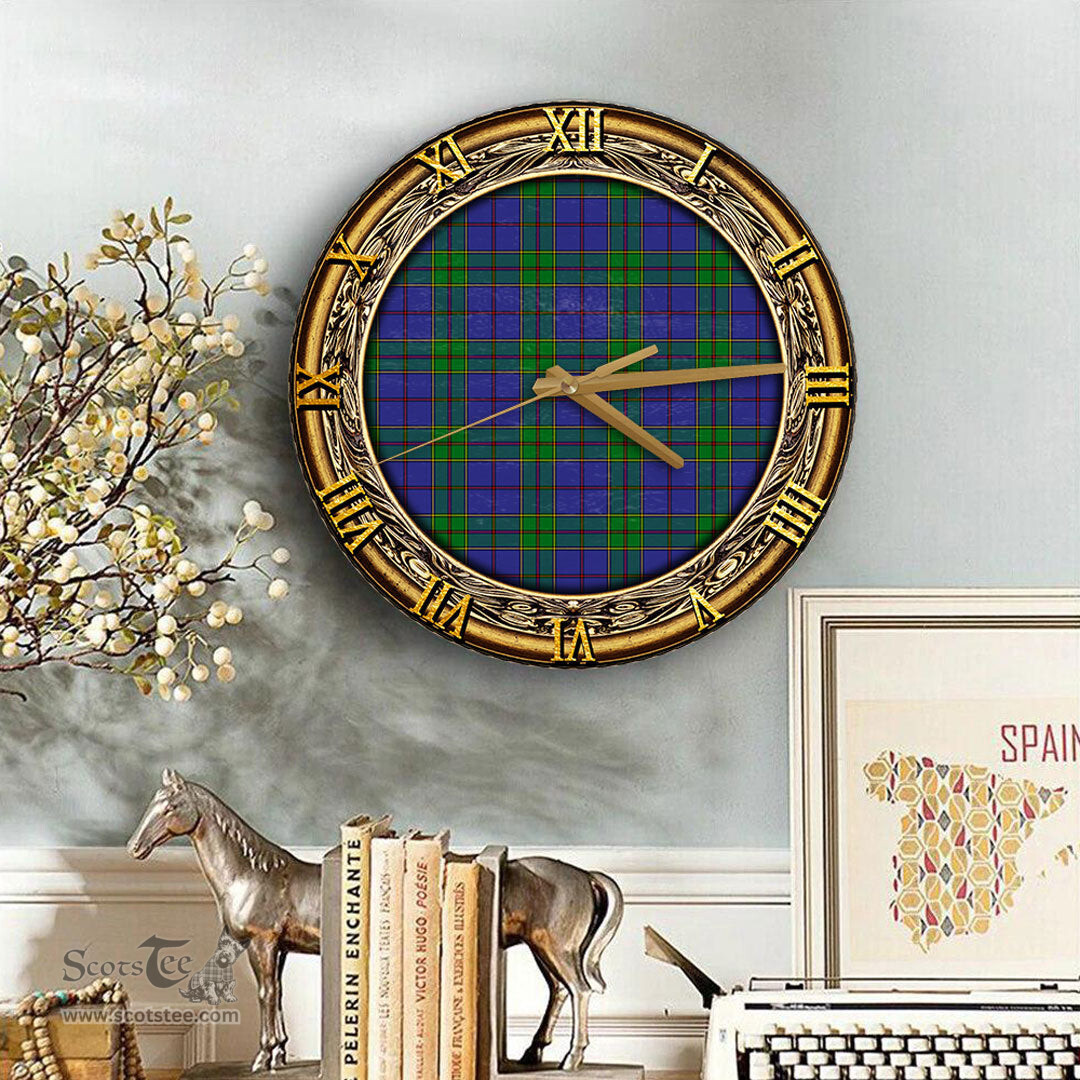 ScotsTee Shop Scottish Strachan Clan Tartan Wooden Wall Clock