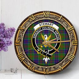 ScotsTee Shop Scottish Stewart of Appin Hunting Modern Clan Crest Tartan Wooden Wall Clock