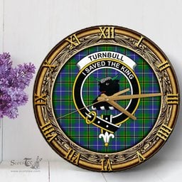 ScotsTee Shop Scottish Turnbull Hunting Clan Crest Tartan Wooden Wall Clock