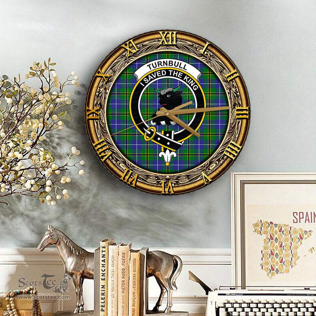 ScotsTee Shop Scottish Turnbull Hunting Clan Crest Tartan Wooden Wall Clock
