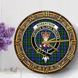 ScotsTee Shop Scottish Robertson Hunting Modern Clan Crest Tartan Wooden Wall Clock