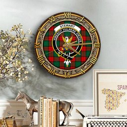 ScotsTee Shop Scottish Stewart Atholl Modern Clan Crest Tartan Wooden Wall Clock