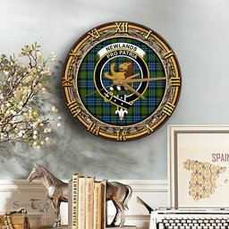 ScotsTee Shop Scottish Newlands of Lauriston Clan Crest Tartan Wooden Wall Clock