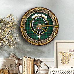 ScotsTee Shop Scottish Ross Hunting Modern Clan Crest Tartan Wooden Wall Clock