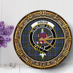 ScotsTee Shop Scottish Ogilvie Hunting Modern Clan Crest Tartan Wooden Wall Clock