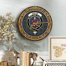 ScotsTee Shop Scottish Ogilvie Hunting Modern Clan Crest Tartan Wooden Wall Clock