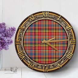 ScotsTee Shop Scottish Ogilvie of Airlie Ancient Clan Tartan Wooden Wall Clock