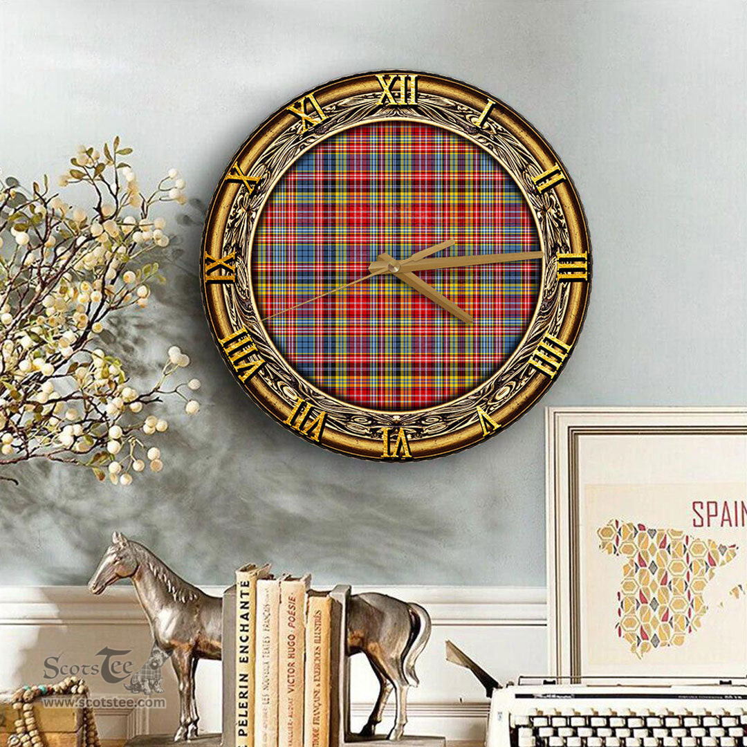ScotsTee Shop Scottish Ogilvie of Airlie Ancient Clan Tartan Wooden Wall Clock