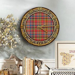 ScotsTee Shop Scottish Ogilvie of Airlie Ancient Clan Tartan Wooden Wall Clock