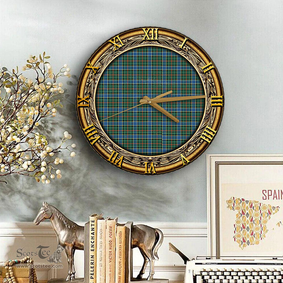 ScotsTee Shop Scottish Ogilvie Hunting Ancient Clan Tartan Wooden Wall Clock