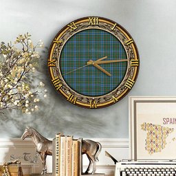 ScotsTee Shop Scottish Ogilvie Hunting Ancient Clan Tartan Wooden Wall Clock