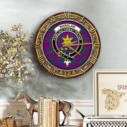 ScotsTee Shop Scottish Wardlaw Modern Clan Crest Tartan Wooden Wall Clock
