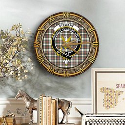 ScotsTee Shop Scottish Stewart Dress Ancient Clan Crest Tartan Wooden Wall Clock