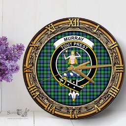 ScotsTee Shop Scottish Murray of Atholl Ancient Clan Crest Tartan Wooden Wall Clock