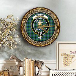 ScotsTee Shop Scottish Murray of Atholl Ancient Clan Crest Tartan Wooden Wall Clock