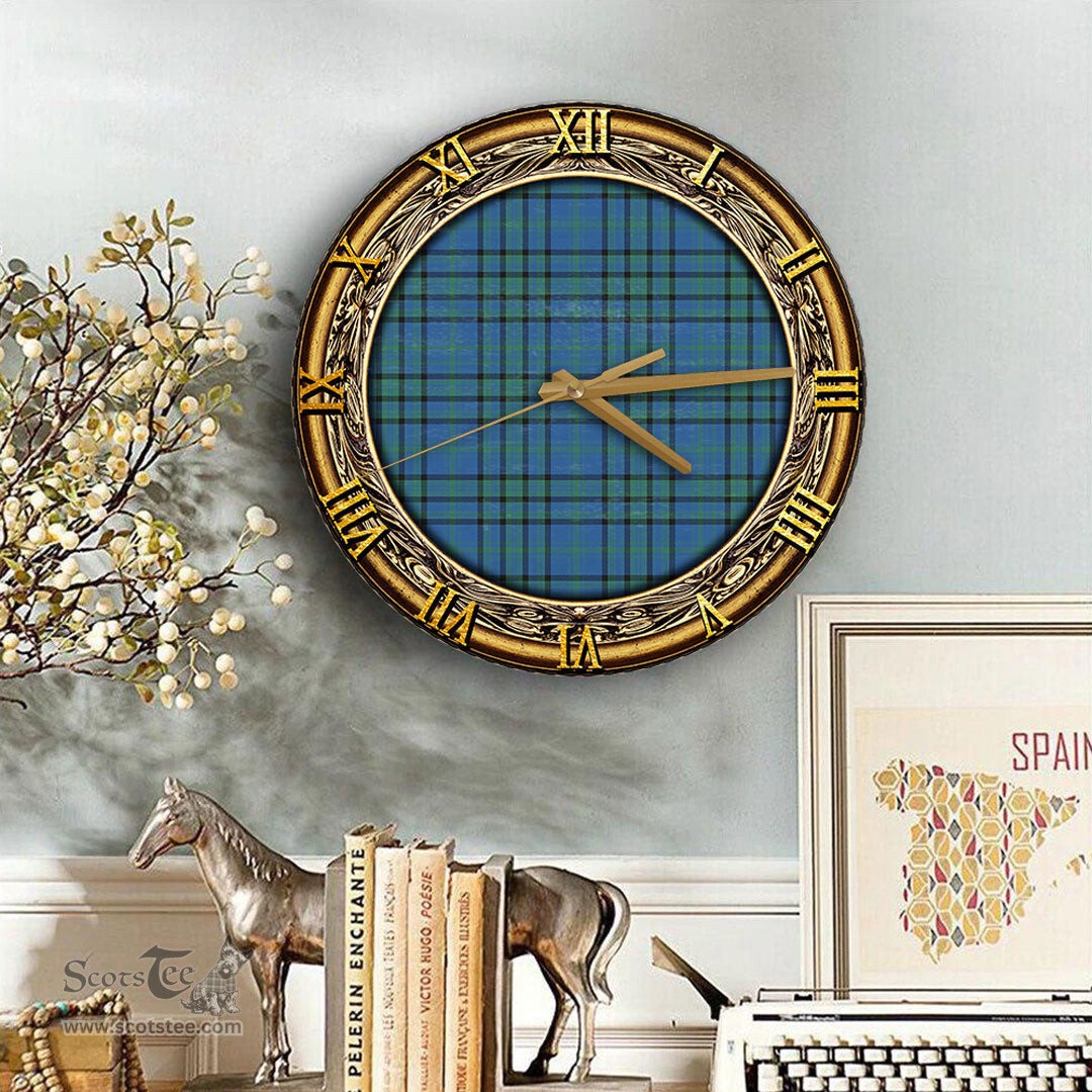 ScotsTee Shop Scottish Matheson Hunting Ancient Clan Tartan Wooden Wall Clock