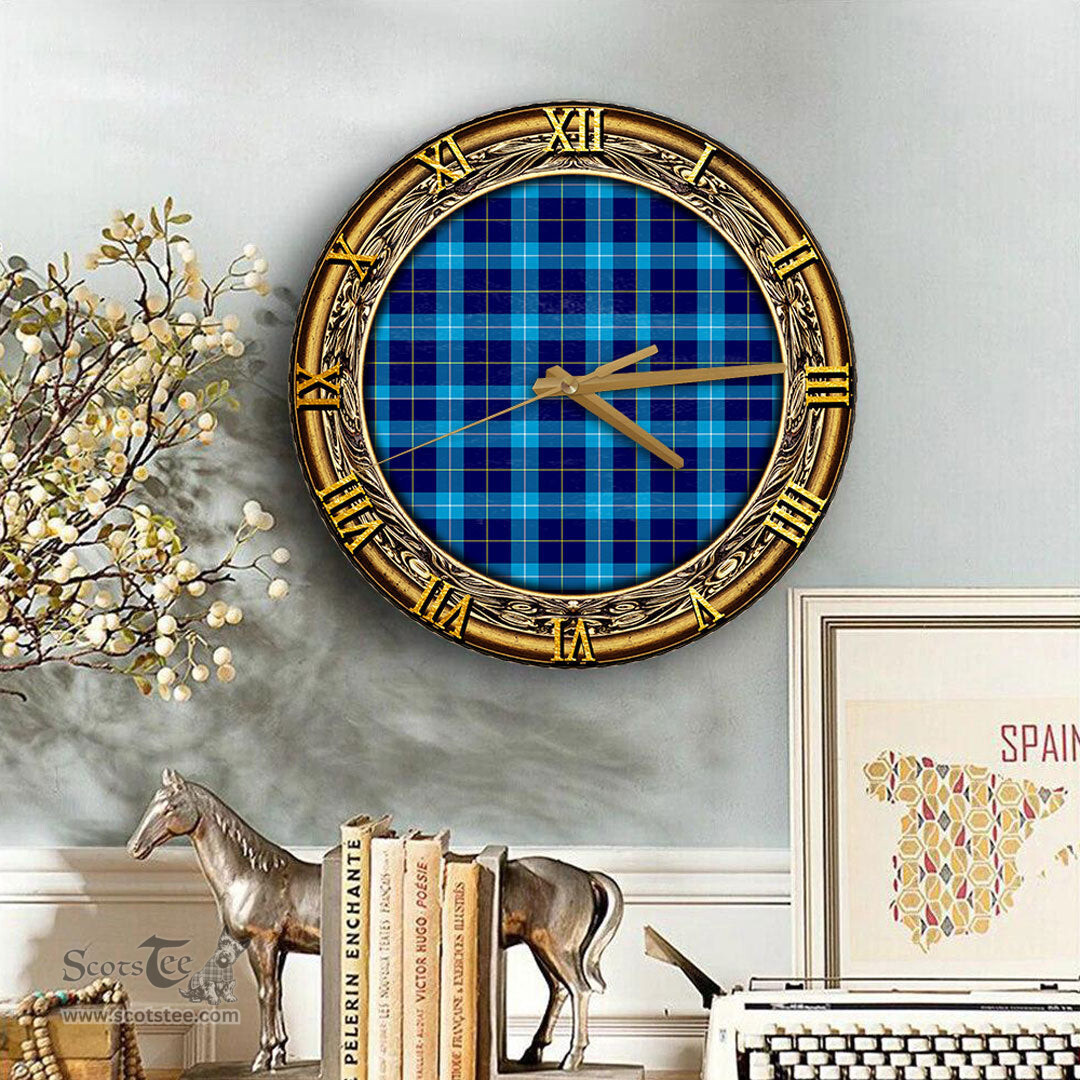 ScotsTee Shop Scottish MacSporran Ancient Clan Tartan Wooden Wall Clock