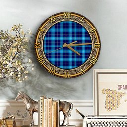ScotsTee Shop Scottish MacSporran Ancient Clan Tartan Wooden Wall Clock