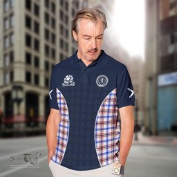 ScotsTee Shop Scottish Boswell Clan Crest Scotland Alba And Scottish Tartan Polo Shirt