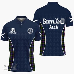 ScotsTee Shop Scottish Fleming Clan Crest Scotland Alba And Scottish Tartan Polo Shirt