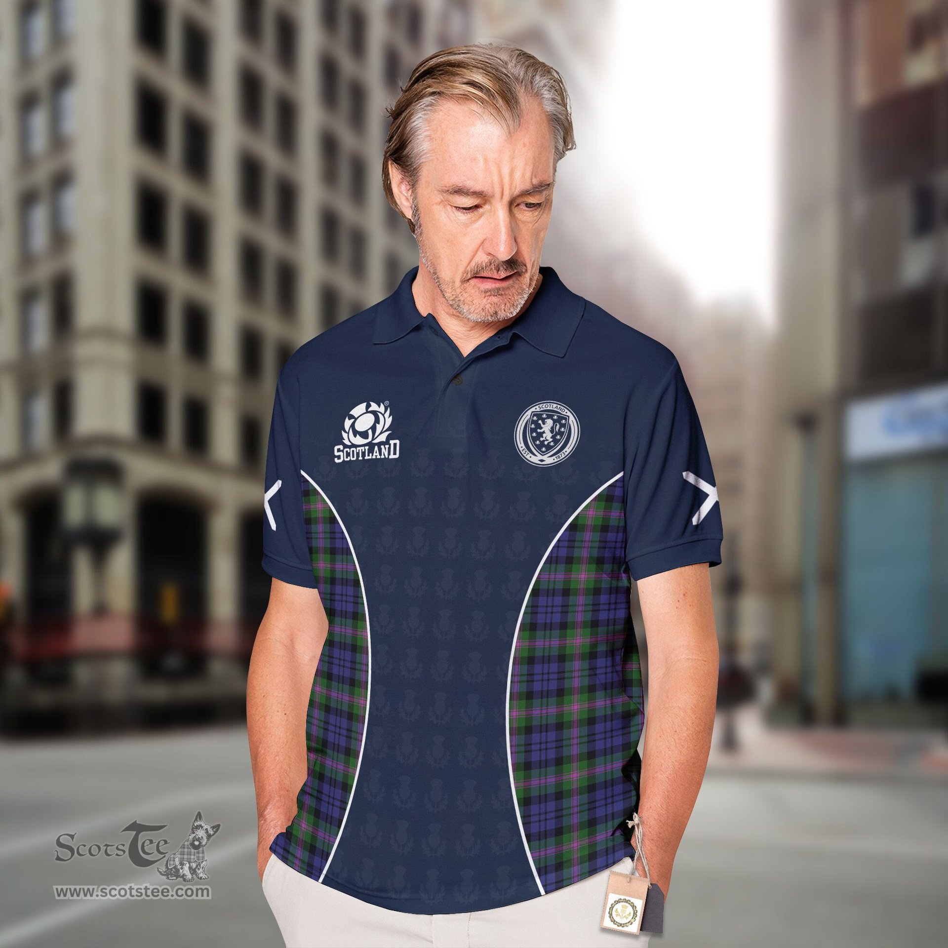 ScotsTee Shop Scottish Baird Clan Crest Scotland Alba And Scottish Tartan Polo Shirt