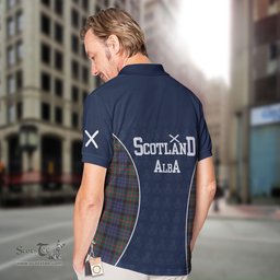 ScotsTee Shop Scottish Fletcher Clan Crest Scotland Alba And Scottish Tartan Polo Shirt