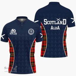ScotsTee Shop Scottish Brodie Clan Crest Scotland Alba And Scottish Tartan Polo Shirt