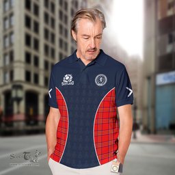 ScotsTee Shop Scottish Burnett Clan Crest Scotland Alba And Scottish Tartan Polo Shirt