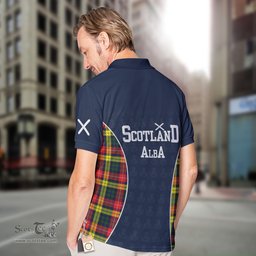 ScotsTee Shop Scottish Dewar Clan Crest Scotland Alba And Scottish Tartan Polo Shirt