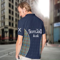 ScotsTee Shop Scottish Balfour Clan Crest Scotland Alba And Scottish Tartan Polo Shirt
