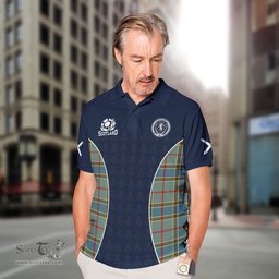 ScotsTee Shop Scottish Balfour Clan Crest Scotland Alba And Scottish Tartan Polo Shirt