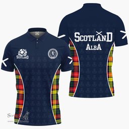 ScotsTee Shop Scottish Buchanan Clan Crest Scotland Alba And Scottish Tartan Polo Shirt