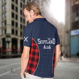 ScotsTee Shop Scottish Cunningham Clan Crest Scotland Alba And Scottish Tartan Polo Shirt