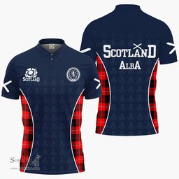 ScotsTee Shop Scottish Cunningham Clan Crest Scotland Alba And Scottish Tartan Polo Shirt