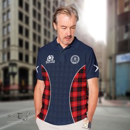 ScotsTee Shop Scottish Cunningham Clan Crest Scotland Alba And Scottish Tartan Polo Shirt
