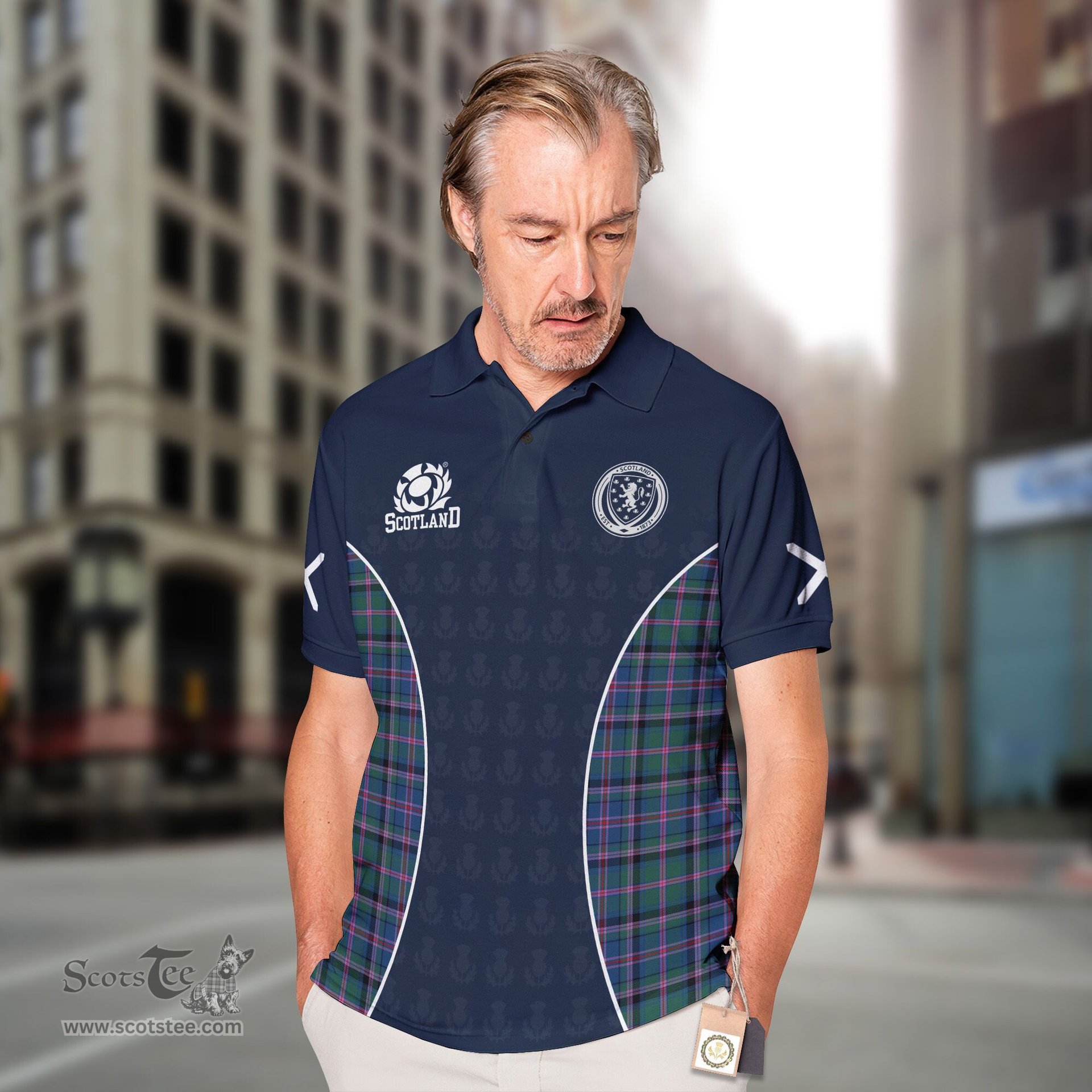 ScotsTee Shop Scottish Cooper Clan Crest Scotland Alba And Scottish Tartan Polo Shirt