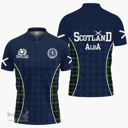 ScotsTee Shop Scottish Farquharson Clan Crest Scotland Alba And Scottish Tartan Polo Shirt