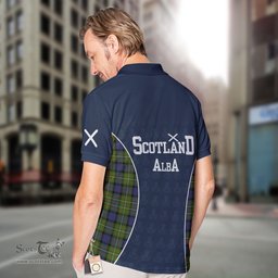 ScotsTee Shop Scottish Ferguson Clan Crest Scotland Alba And Scottish Tartan Polo Shirt