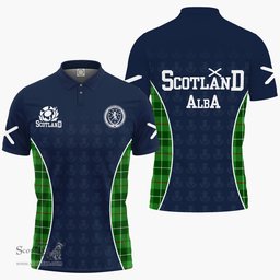 ScotsTee Shop Scottish Galloway Clan Crest Scotland Alba And Scottish Tartan Polo Shirt