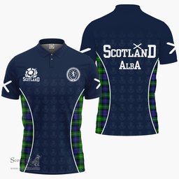 ScotsTee Shop Scottish Gordon Clan Crest Scotland Alba And Scottish Tartan Polo Shirt
