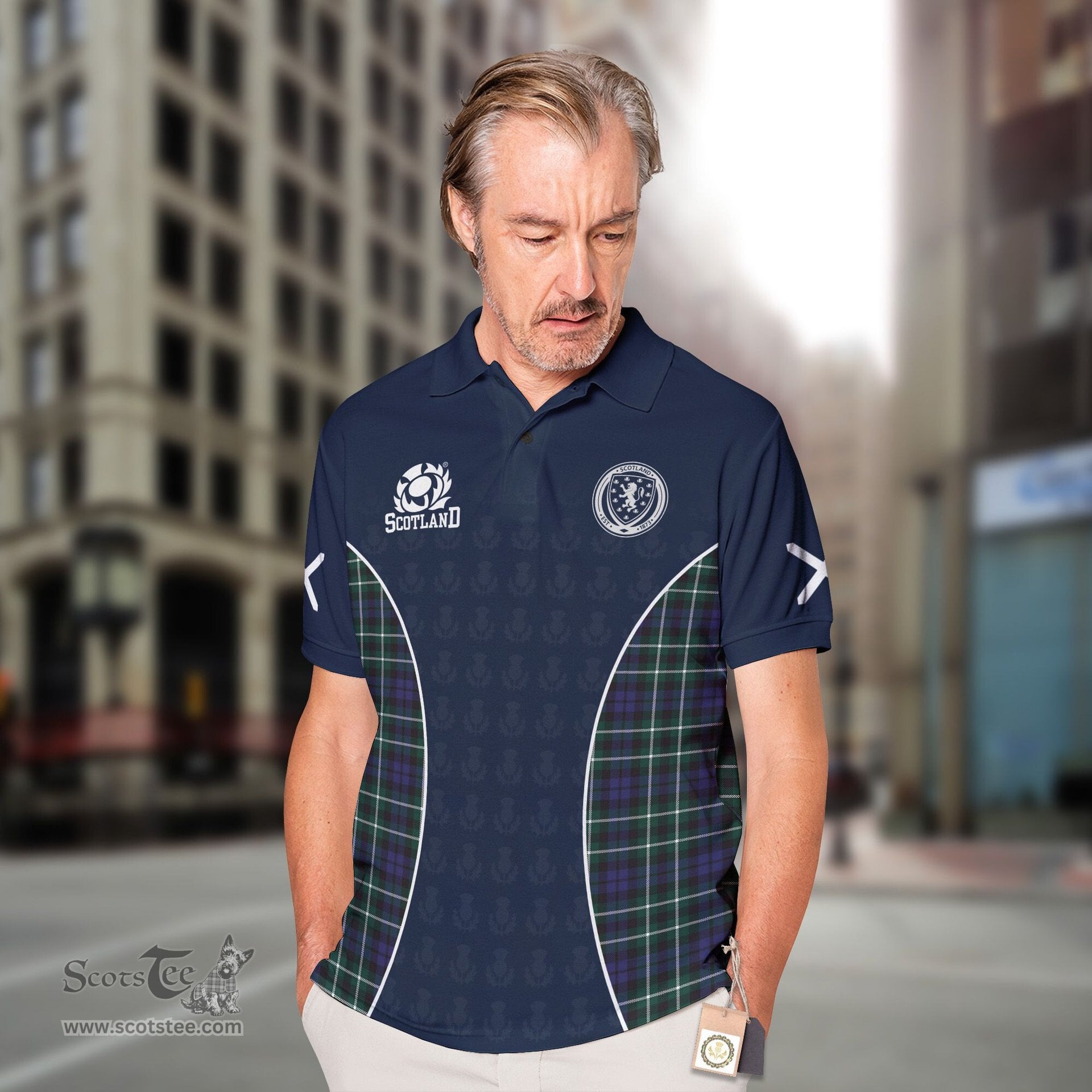 ScotsTee Shop Scottish Graham Clan Crest Scotland Alba And Scottish Tartan Polo Shirt
