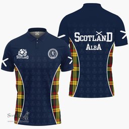 ScotsTee Shop Scottish MacMillan Clan Crest Scotland Alba And Scottish Tartan Polo Shirt